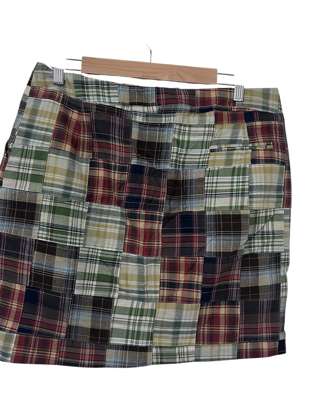 Marina Luna Madras Plaid Patchwork Short Skirt Womens 12 Preppy Golf Casual - Picture 2 of 7